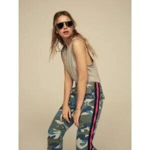 MOTHER Blue and Green Camouflage Jeans with Sporty Stripe
